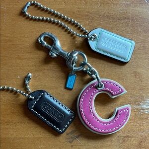 Coach Pink and Black Bag Charm Set